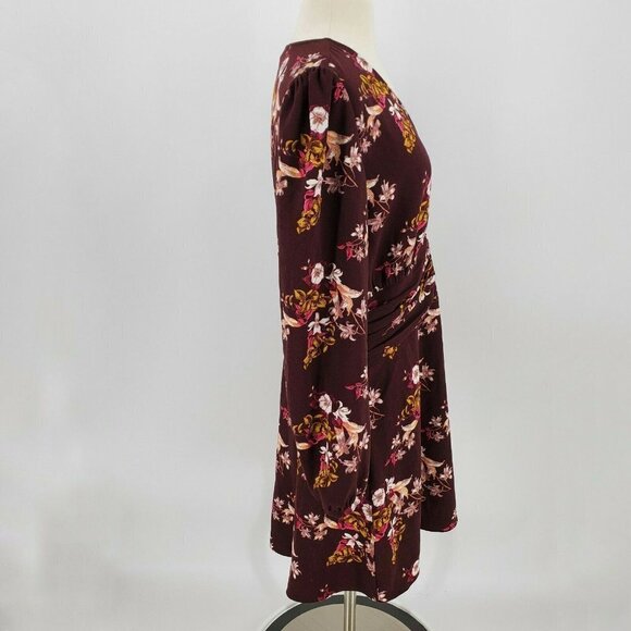 Chelsea28 Ruched Waist Minidress Burgundy Floral Size L NWOT‎ - Picture 5 of 9